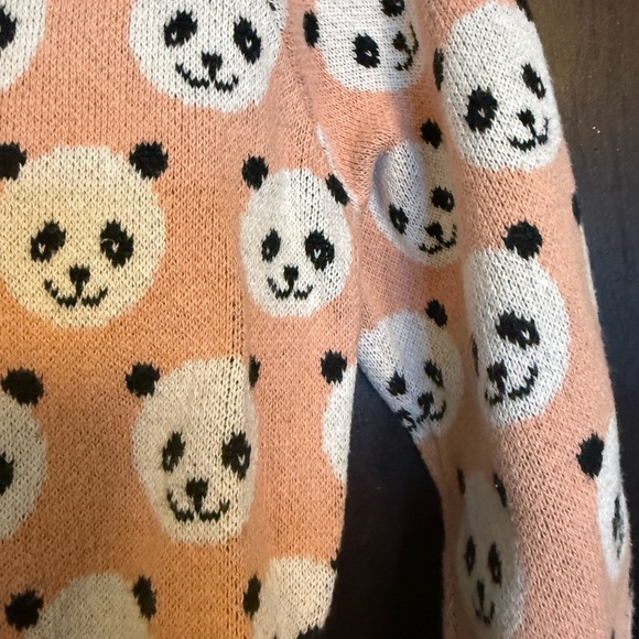 Tea Collection 4-5 Kids Panda Cardigan Sweater - Peach and White - Picture 3 of 6